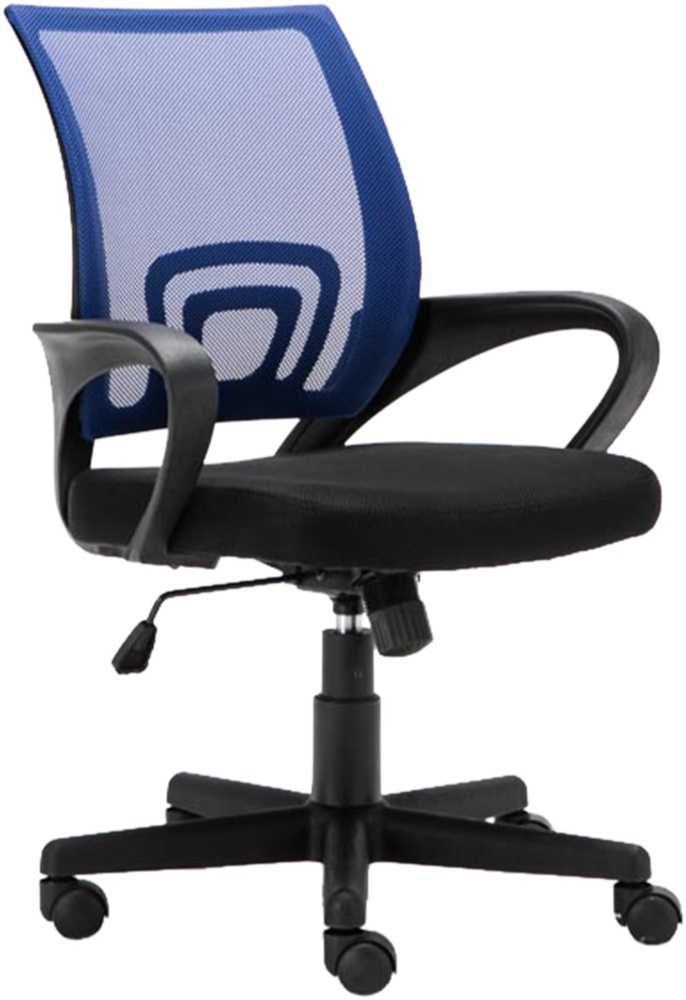 DELUKE® Bürostuhl PARIS - 88 x 56 x 54, Blau Kunstleder Kunststoff Gestell ergonomische Bürostühle Homeoffice Stuhl mit Rollen Bild 1