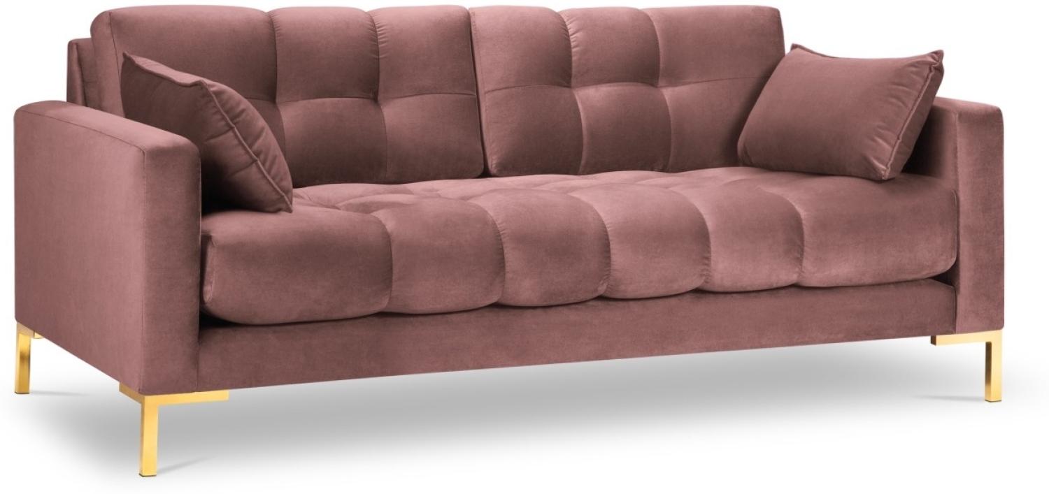 Micadoni 3-Sitzer Samtstoff Sofa Mamaia | Bezug Pink | Beinfarbe Gold Metal Bild 1