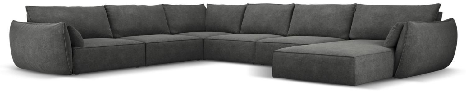 Micadoni 8-Sitzer Panorama Ecke links Sofa Kaelle | Bezug Dark Grey | Beinfarbe Black Plastic Bild 1