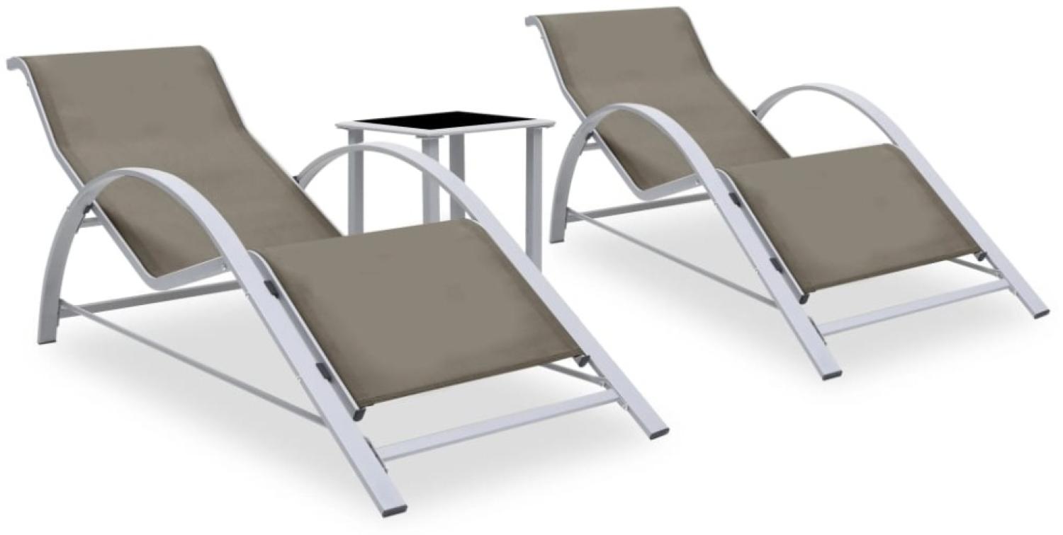 vidaXL Sonnenliegen 2 Stk. mit Tisch Aluminium Taupe 310538 Bild 1