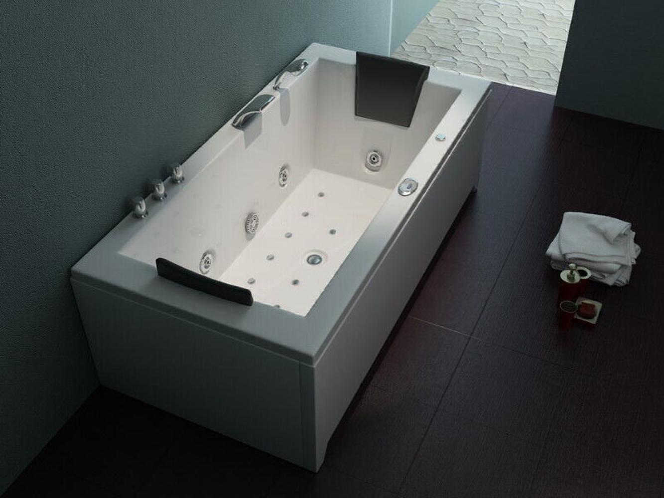 Luxus LED Whirlpool Badewanne SET 182x90cm +Heizung+Hydrojet +Ozon +Radio 2024 g Bild 1