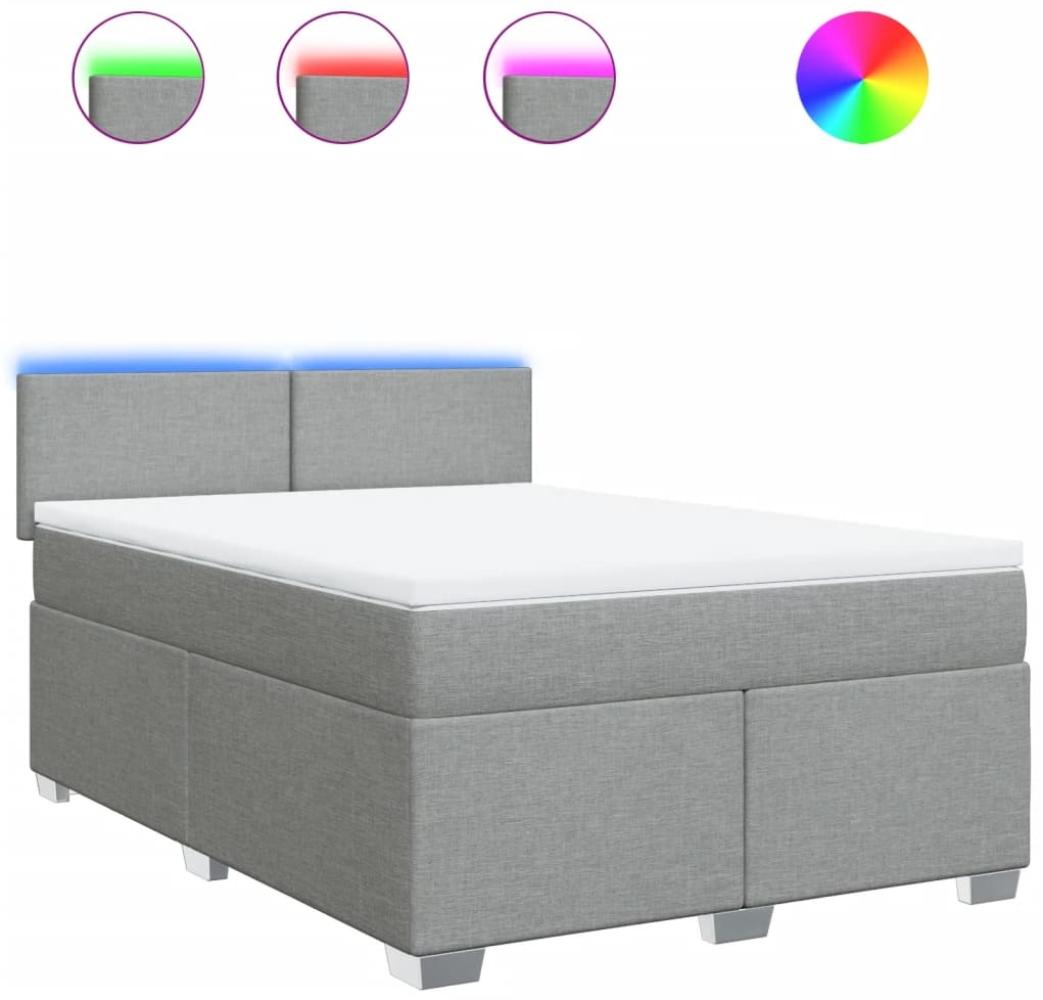 vidaXL Boxspringbett mit Matratze Hellgrau 140x190 cm Stoff 3288176 Bild 1