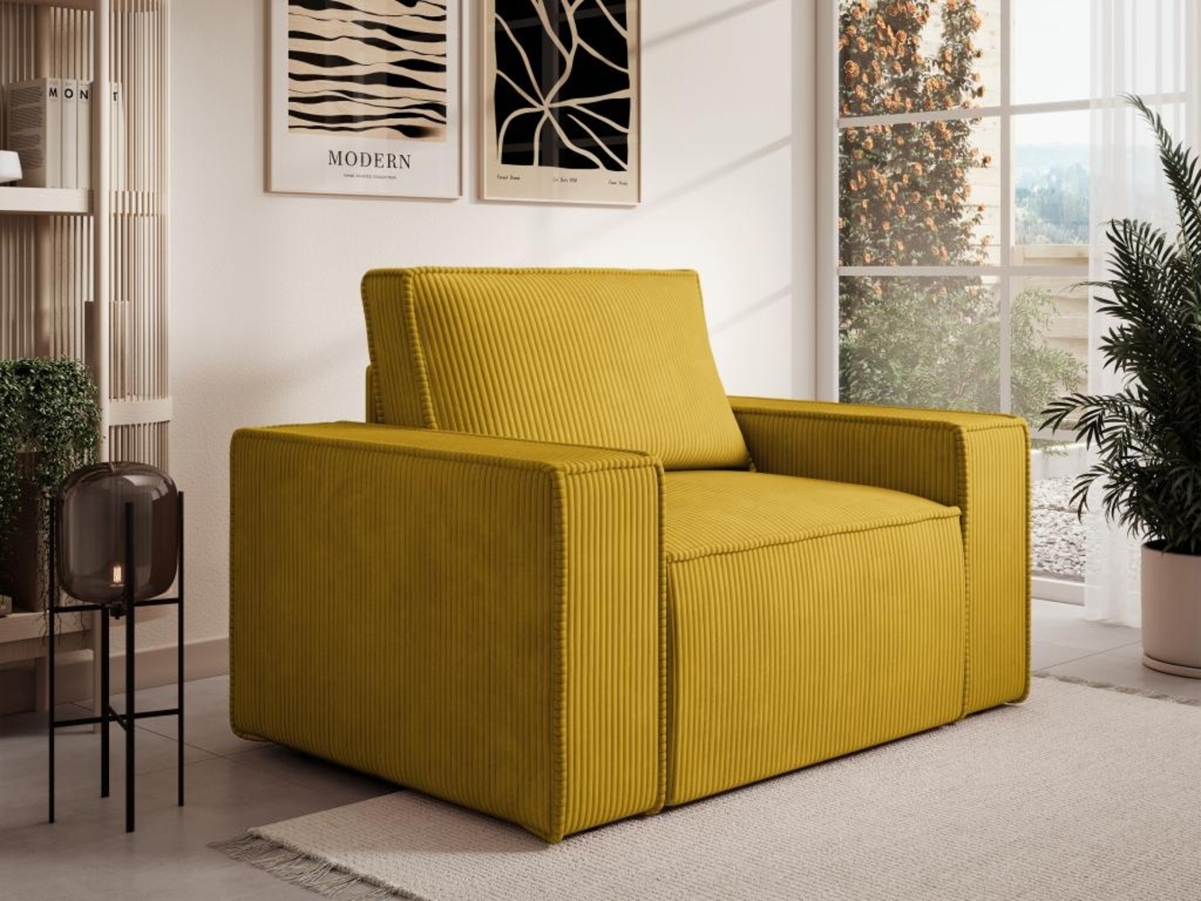 Vente-unique - Sessel - Cord - Gelb - AMELIA Bild 1