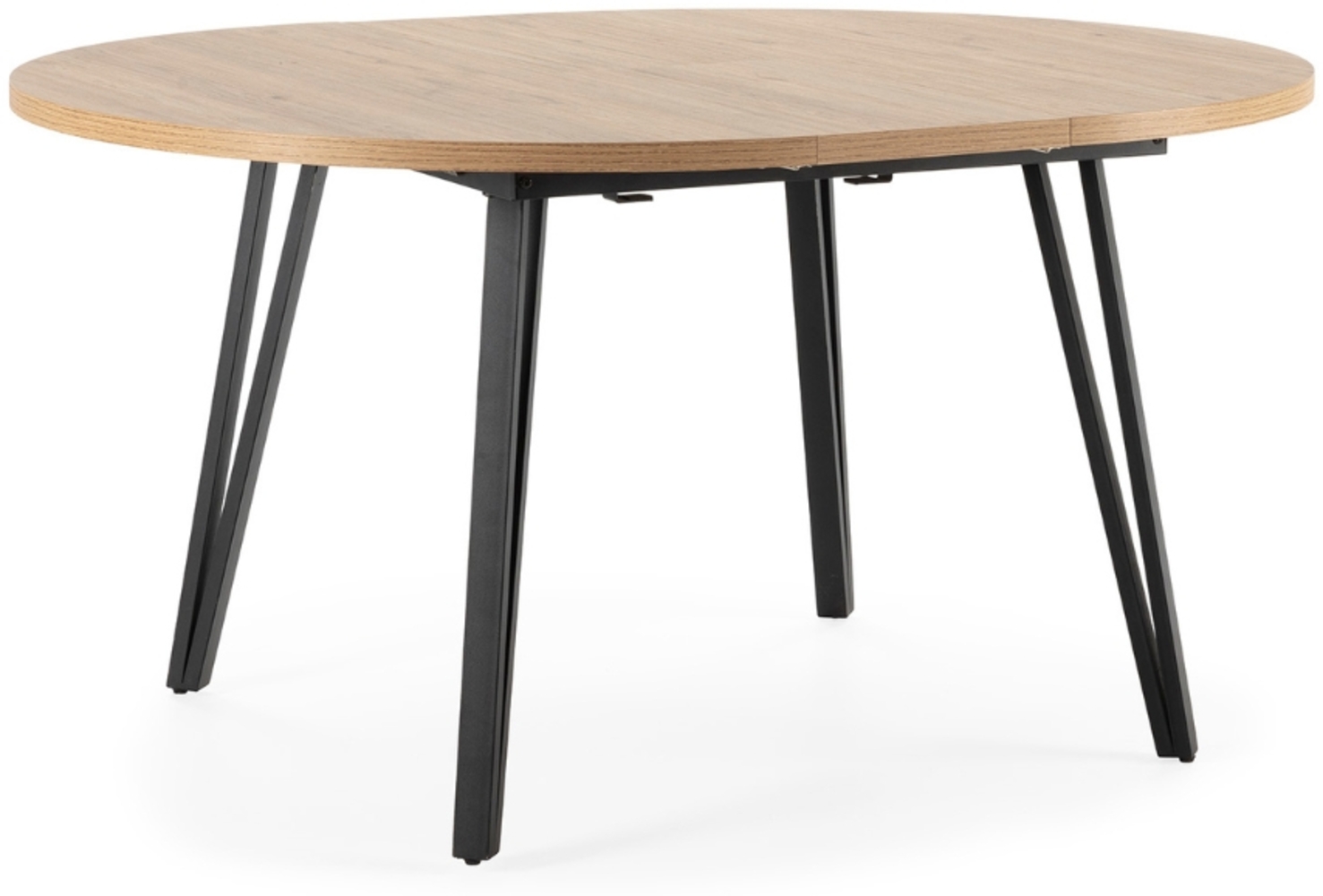 Calicosy Ausziehbarer runder Tisch von 120 bis 150 cm mit schwarzen Metallbeinen - CLEO - Helles Holz Bild 1