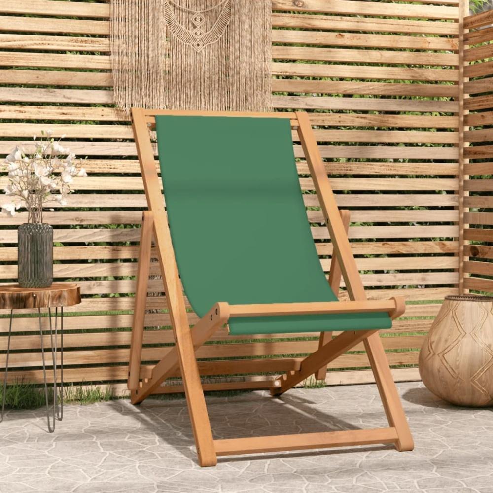 vidaXL Strandstuhl Klappbar Massivholz Teak Grün 47416 Bild 1