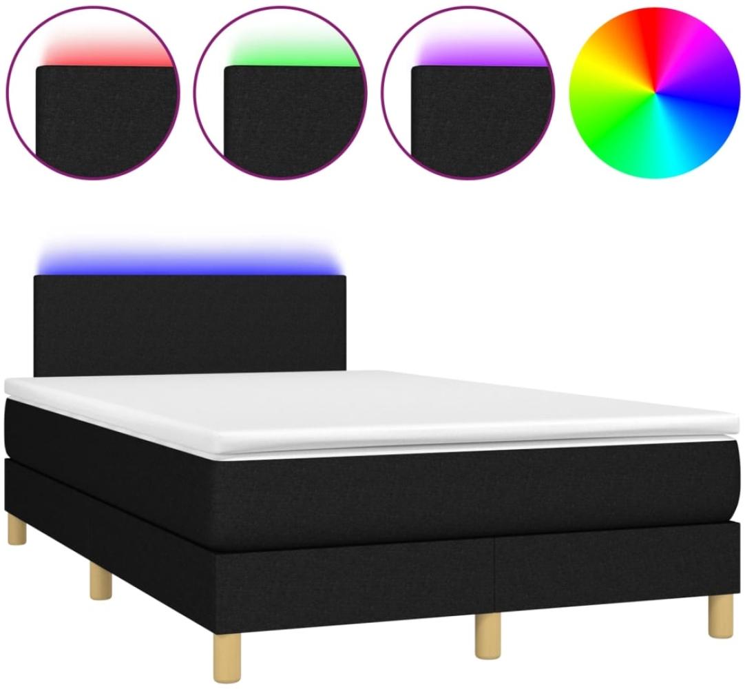 vidaXL Boxspringbett mit Matratze & LED Schwarz 120x200 cm Stoff 3133783 Bild 1