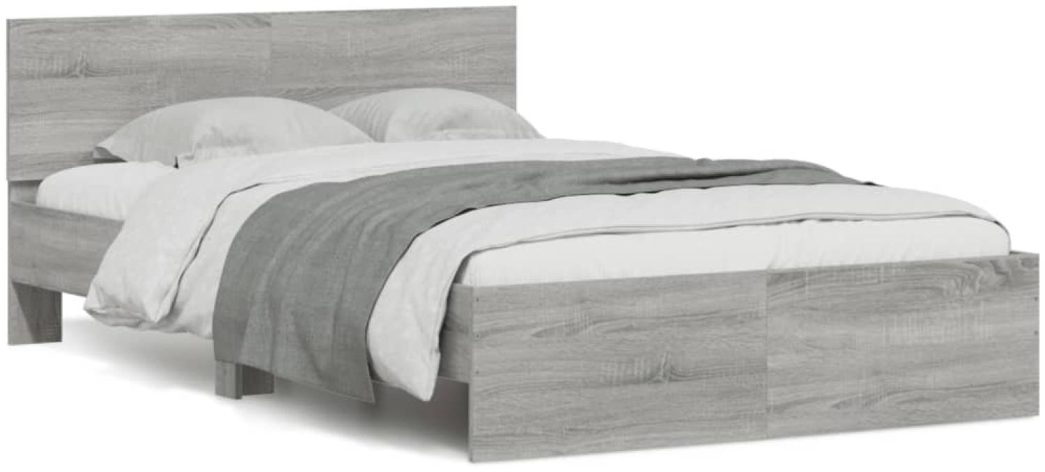 vidaXL Bettgestell mit Kopfteil Grau Sonoma 135x190 cm 3207509 Bild 1
