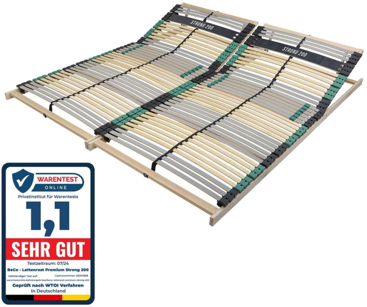 Lattenrost 200x200 PREMIUM STRONG 200 aus Buchenholz (2x Lattenrost 100x200), Kopfteil verstellbar, mit 42 Latten, Made in Germany, bis 200Kg Bild 1