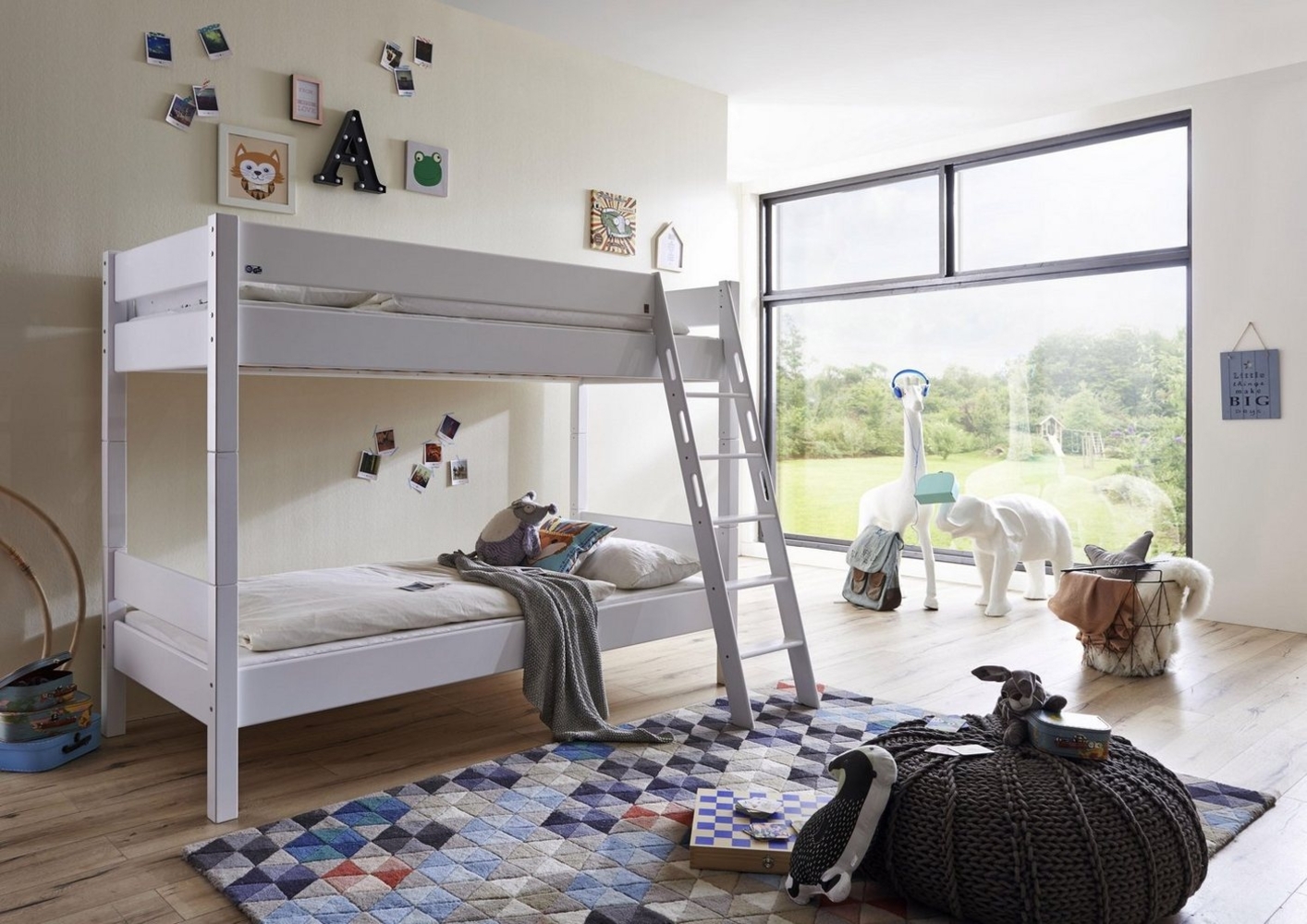Relita Etagenbett STEFAN Buche massiv weiß lackiert 90x200 Bild 1