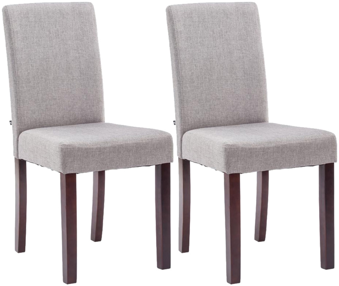CLP 2er Set Esszimmerstuhl Ina Stoffbezug mit Holzgestell,hellgrau cappuccino Bild 1