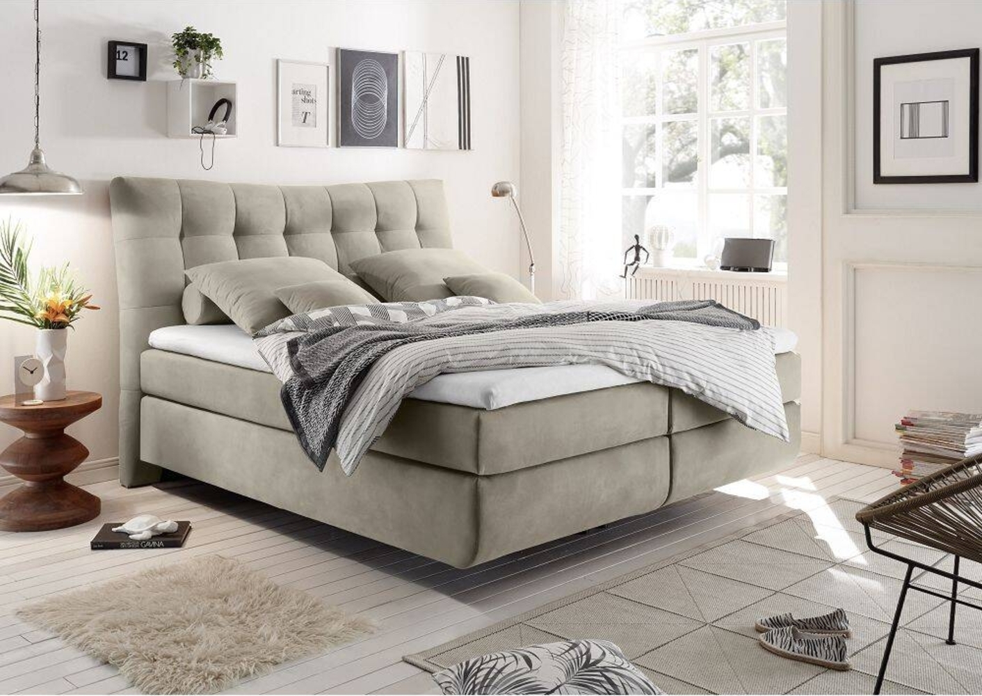 Boxspringbett 180x200 cm MALIBU-09 in Trinity 03 rabbit Bild 1