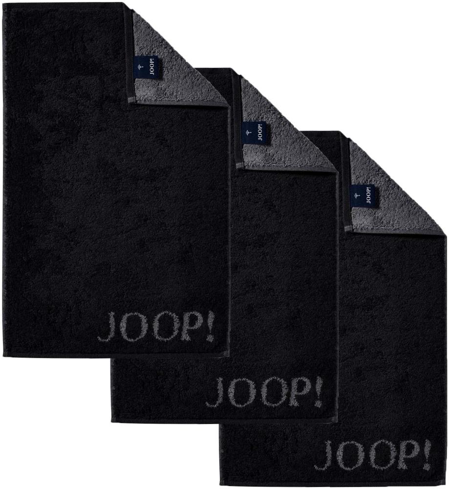 JOOP! Gästetuch Classic Frottierkollektion, 3er Pack - Walkfrottier Schwarz 30x50cm Bild 1