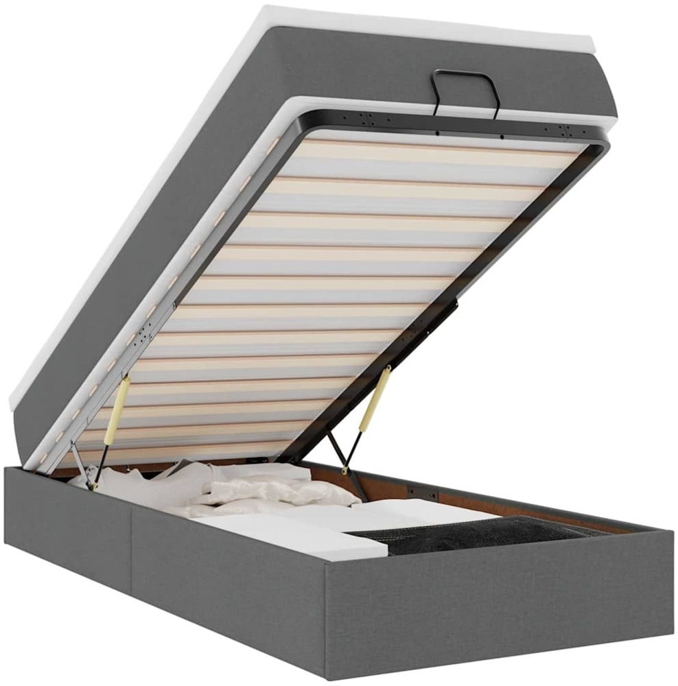 vidaXL Ottoman-Bett mit Matratze Dunkelgrau 90x190 cm Stoff 3311072 Bild 1