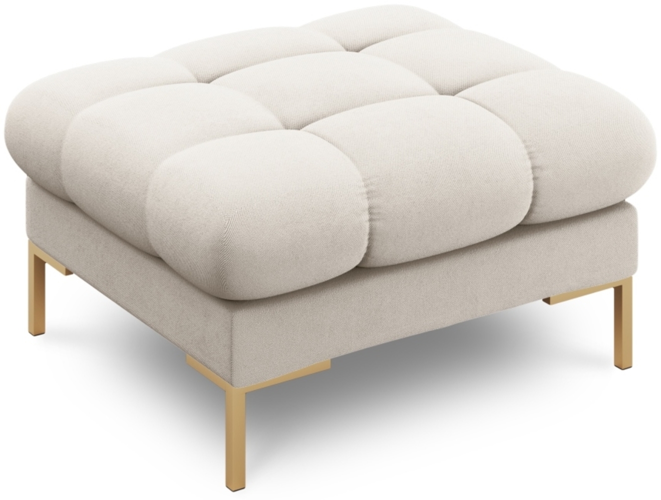 Micadoni Hocker Mamaia 1-Sitzer Strukturierter Stoff Beige Metall Gold Bild 1