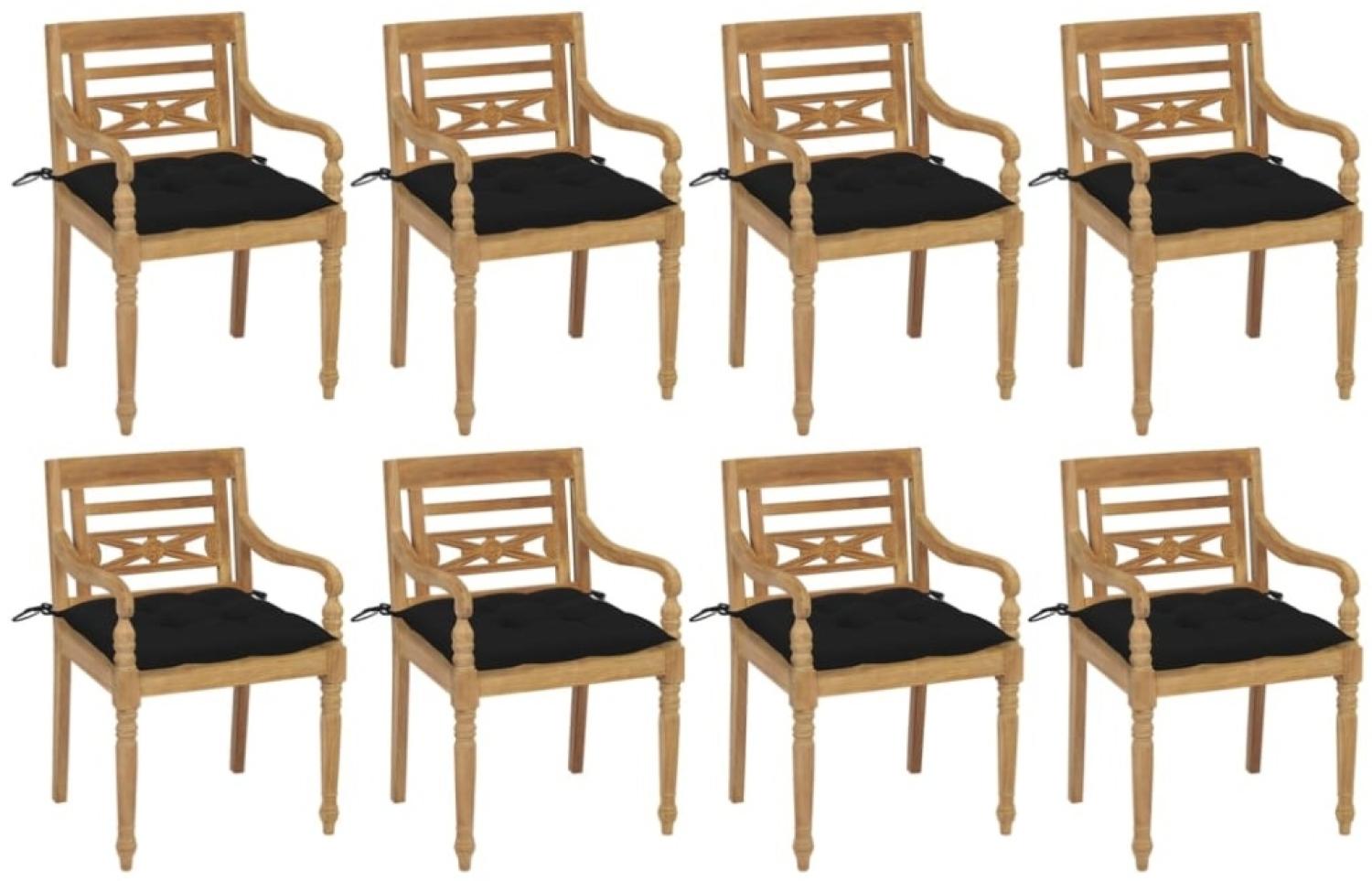 vidaXL Batavia-Stühle mit Kissen 8 Stk. Massivholz Teak Bild 1