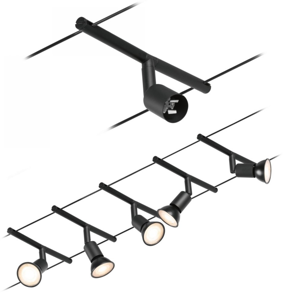 Paulmann No. 94446 Seilsystem Salt 5 Spots Schwarz ohne Leuchtmittel DC 60VA Bild 1