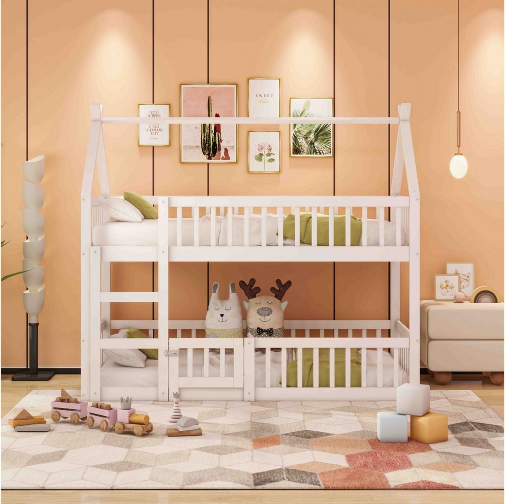 OKWISH Etagenbett Gästebett, Kinderbett mit Treppe, Loft Design (Etagenbett-Rahmen, 90x200 cm), ohne Matratze Bild 1