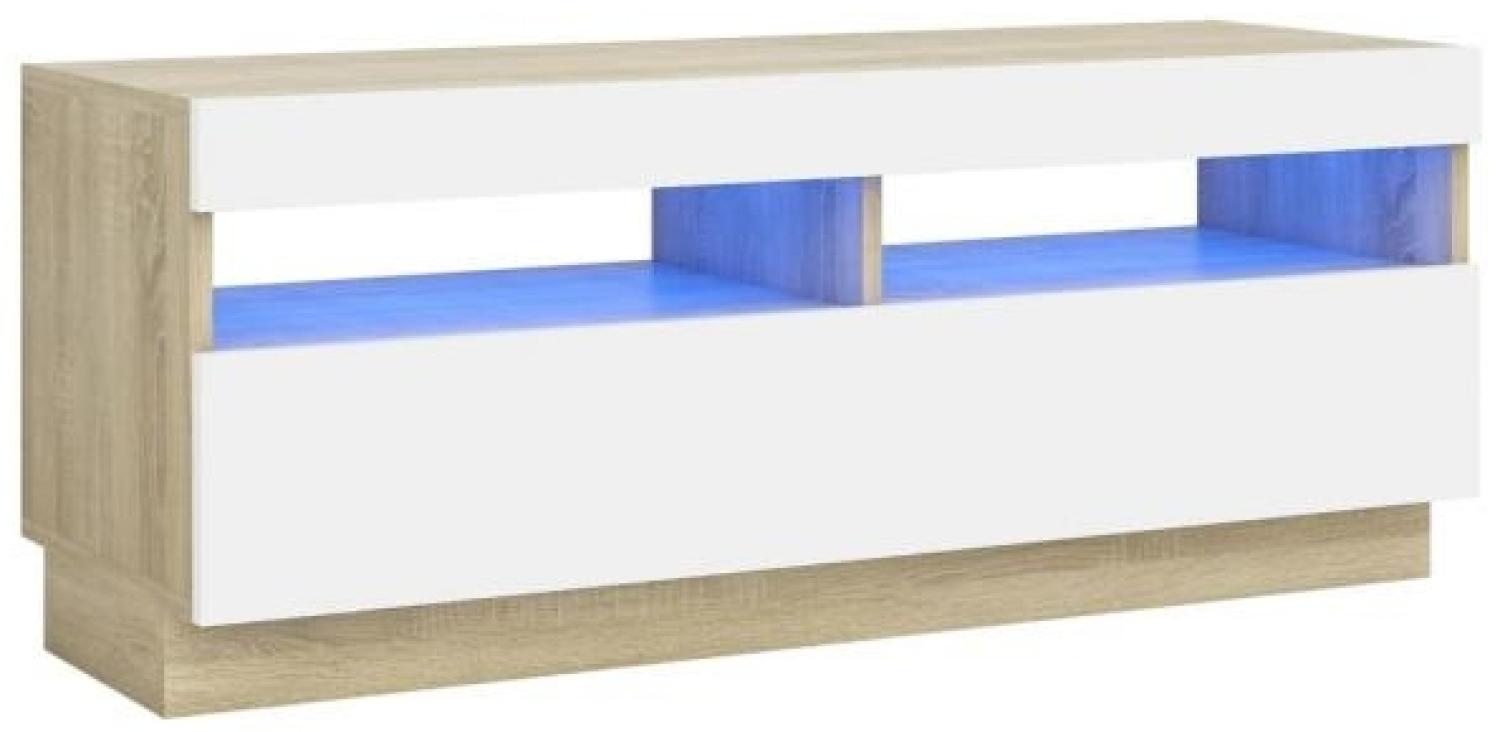 TV-Schrank mit LED-Leuchten Weiß Sonoma-Eiche 100 x 35 x 40 cm Bild 1