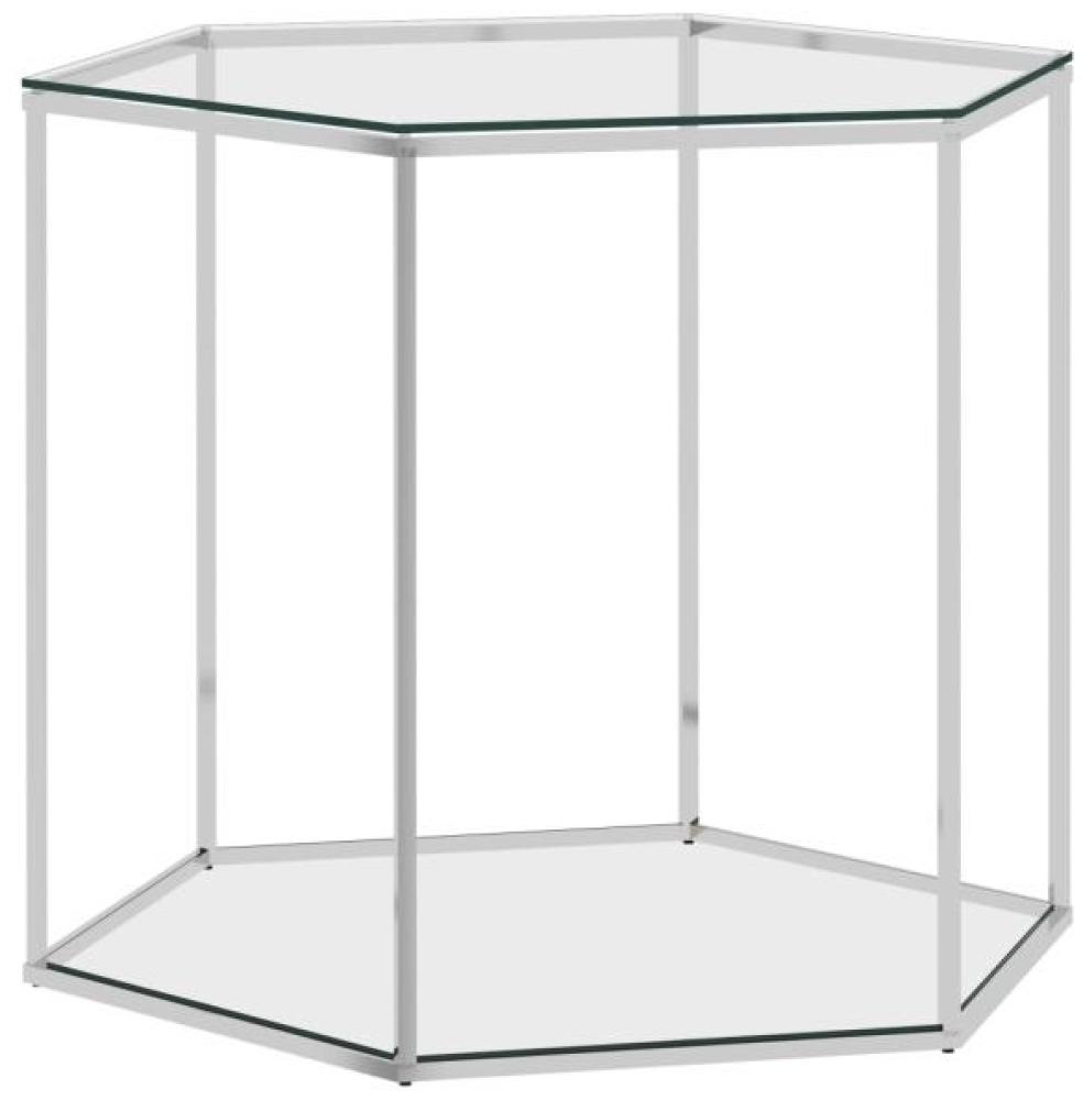 vidaXL Couchtisch Silbern 60x53x50 cm Edelstahl und Glas 289039 Bild 1