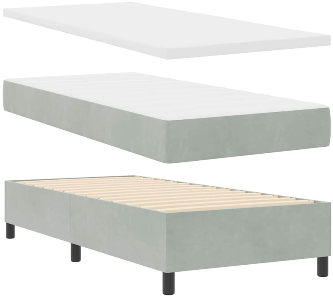 vidaXL Boxspringbett mit Matratze Hellgrau 100 x 200 cm Samt 3344426 Bild 1
