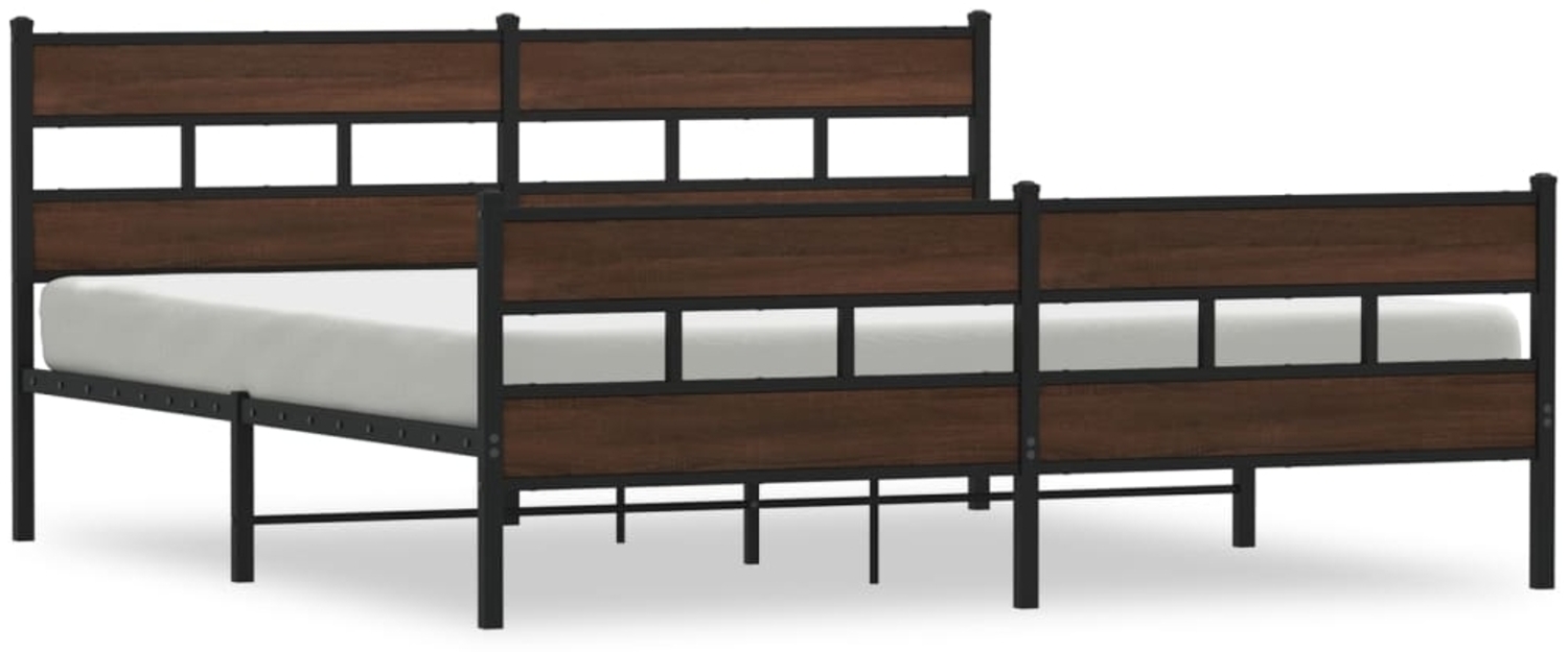 vidaXL Metallbett ohne Matratze Braun Eichen-Optik 193x203 cm 3308480 Bild 1