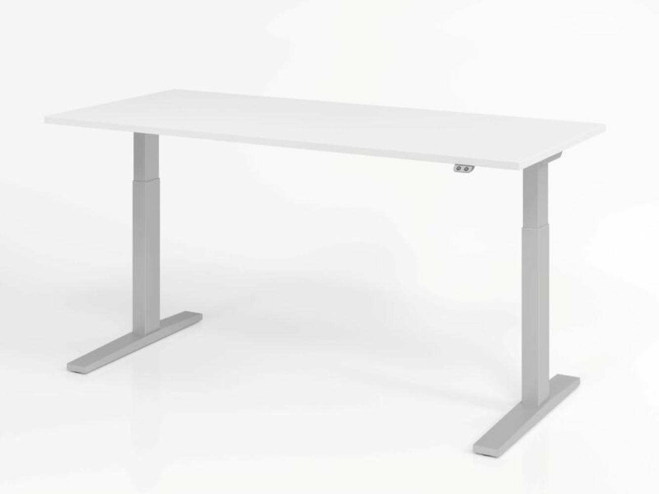 Sitz-Steh-Schreibtisch elektrisch 180x80cm Weiß/Silber Bild 1