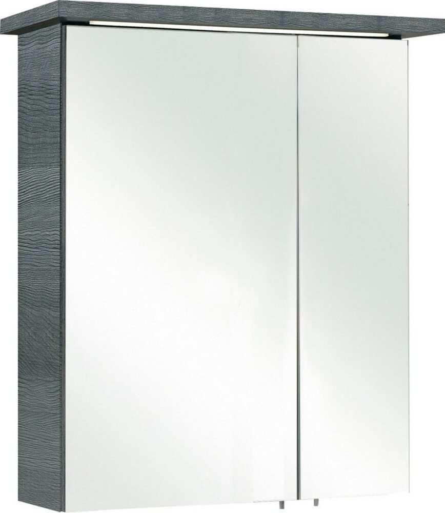 Saphir Spiegelschrank Quickset 328 Badezimmer Spiegelschrank inkl. LED-Beleuchtung, 450LM 60 cm breit, Graphit Struktur quer Nachbildung, inkl. Türdämpfer Bild 1