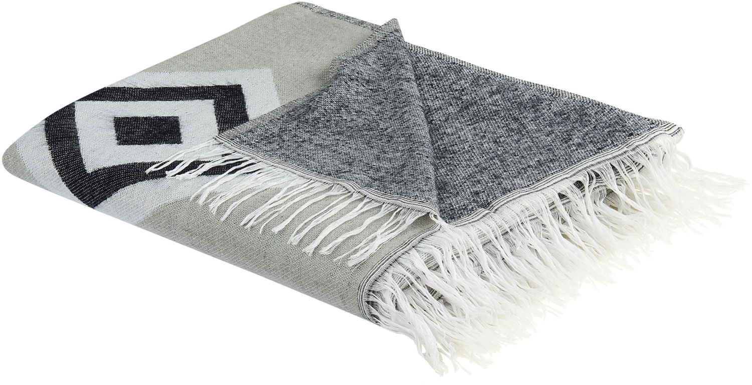 Kuscheldecke KATTIKE Stoff 130 x 170 cm Grau Geometrisches Muster Bild 1