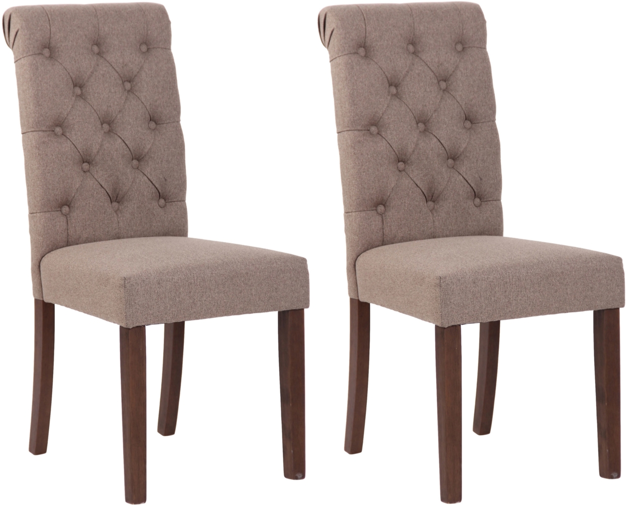 DELUKE® 2er Set Esszimmerstühle WALES Stoff - 98x45x63cm, taupe, Holz Gestell Stühle Esszimmerstühle Stuhl Esszimmer Esstisch Stühle Küchenstuhl Bild 1