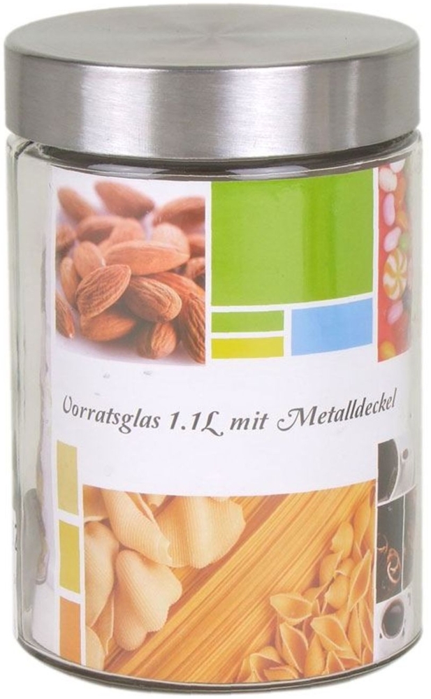 Vorratsglas 1,1 Liter mit Metalldeckel Frischhaltedose Vorratsdose Glasbehälter Bild 1