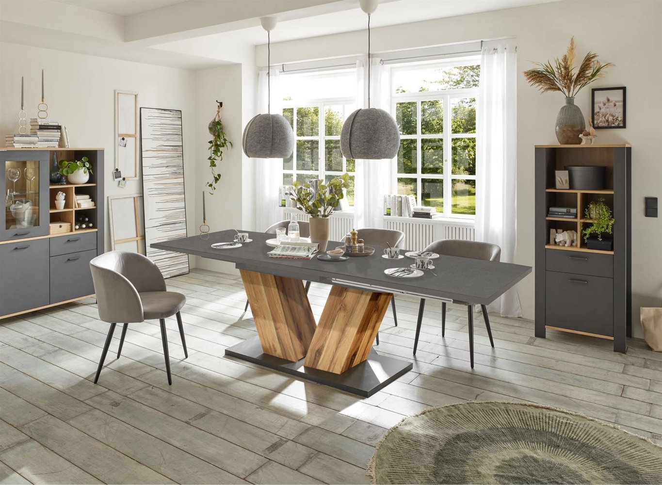 Esstisch ausziehbar Elena 180x90x76 Plankeneiche/Graphit 13995-180 Bild 1