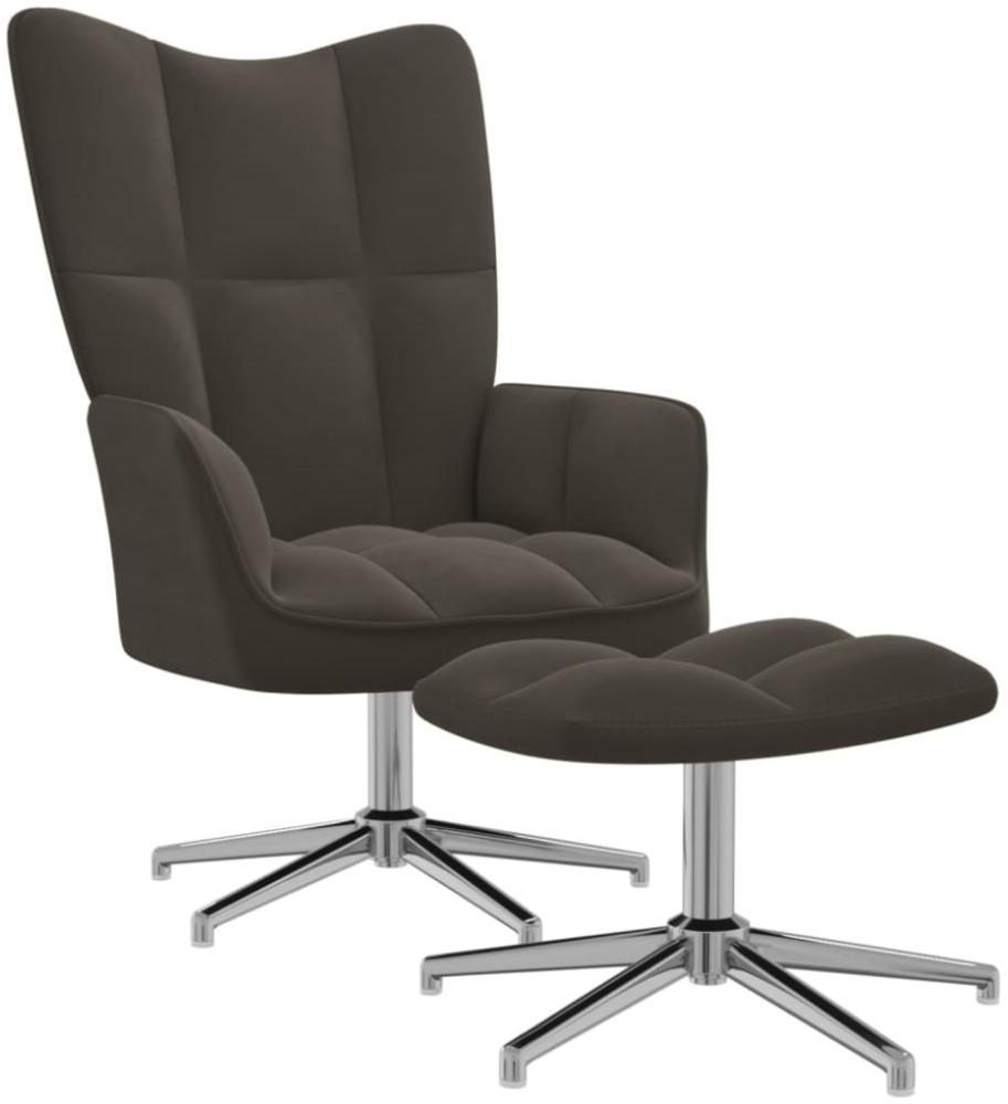 vidaXL Relaxsessel mit Hocker Dunkelgrau Samt [328129] Bild 1