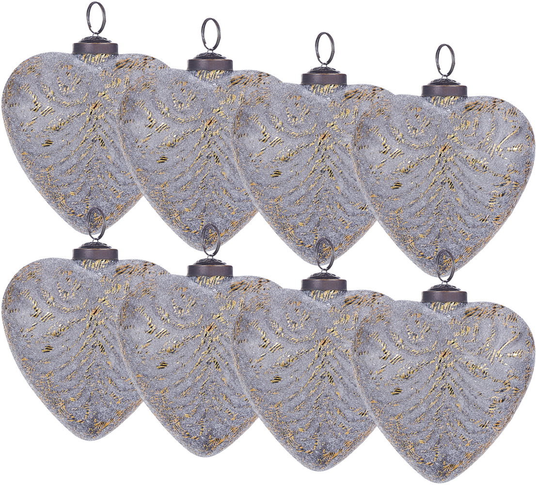 Weihnachtskugel 8er Set FERIABLE Glas Grau Bild 1