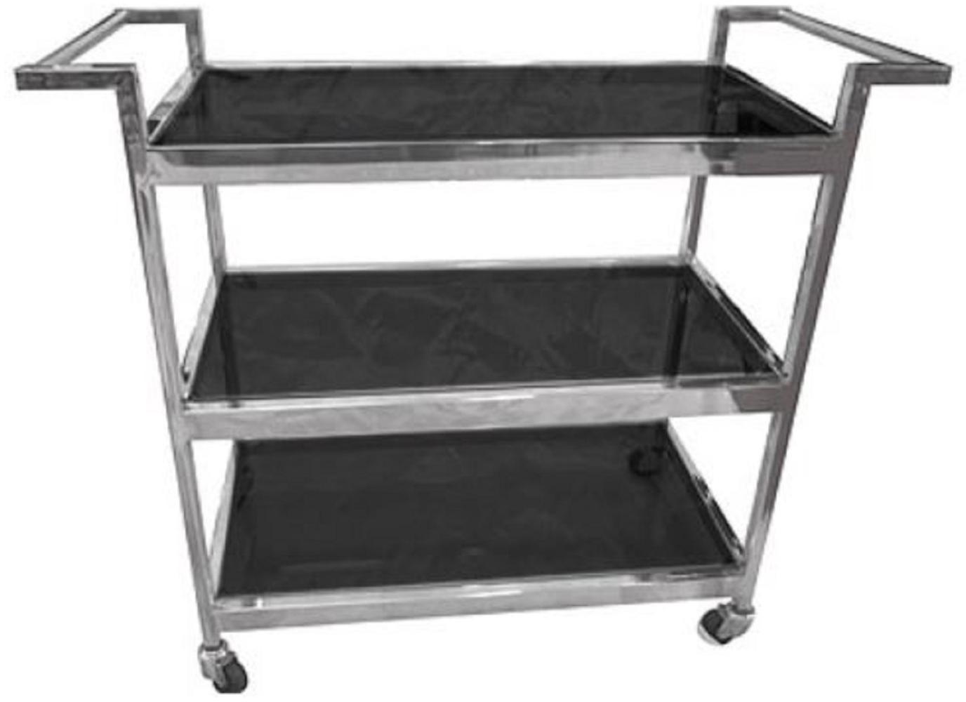 Casa Padrino Luxus Servierwagen Silber / Schwarz 93 x 40 x H. 79 cm - Hotel Restaurant Gastronomie Trolley Bild 1