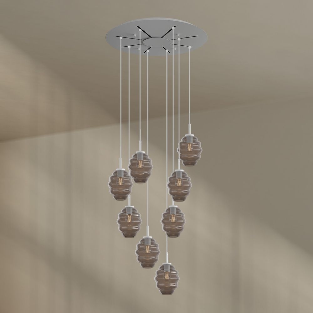 s.luce Echos Galerieleuchte 8-flammig Ø 80cm Baldachin Ø 18cm Rauch, Weiß Bild 1