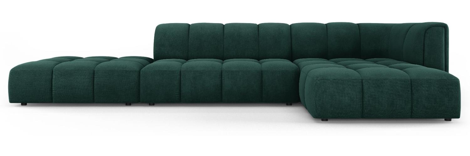 Micadoni Modulares Ecksofa Serena 5-Sitzer offene Seite, Strukturierter Stoff, Flaschengrün, Rechts Bild 1