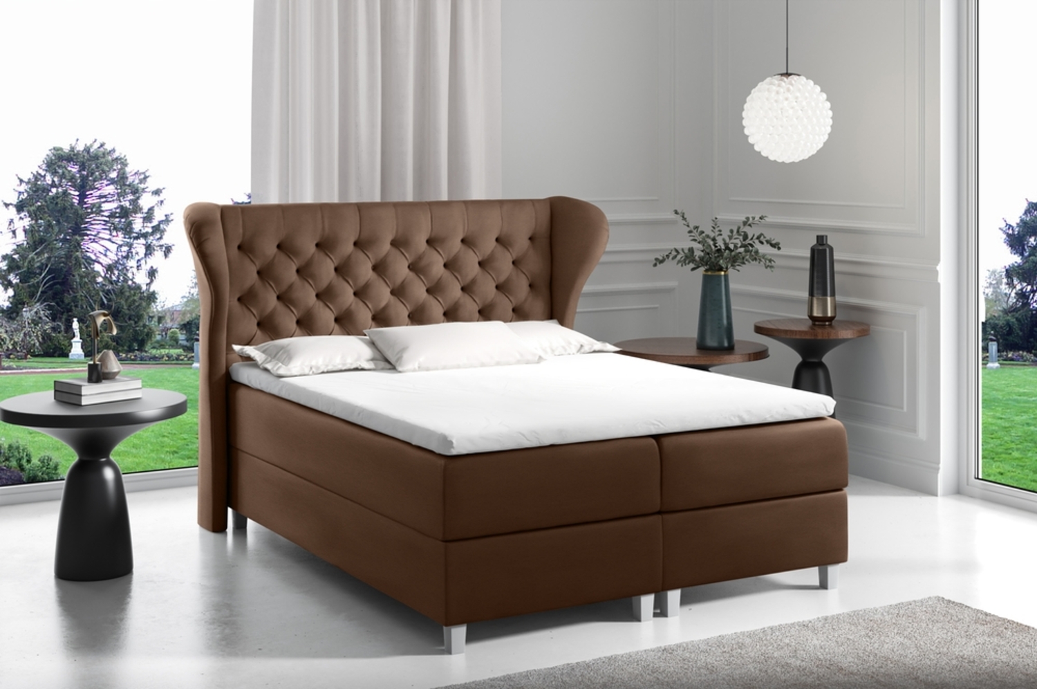 99rooms Turin Boxspringbett Kunstleder 180x200 cm Hellbraun Bild 1