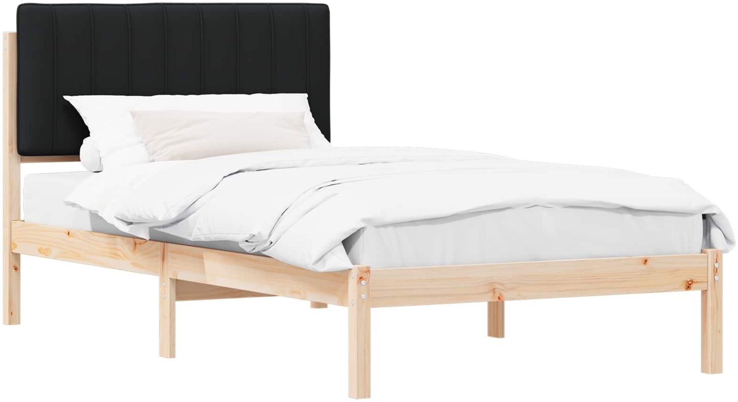 vidaXL Bettgestell mit gepolstertem Kopfteil Schwarz 100 x 200 cm 878071 Bild 1