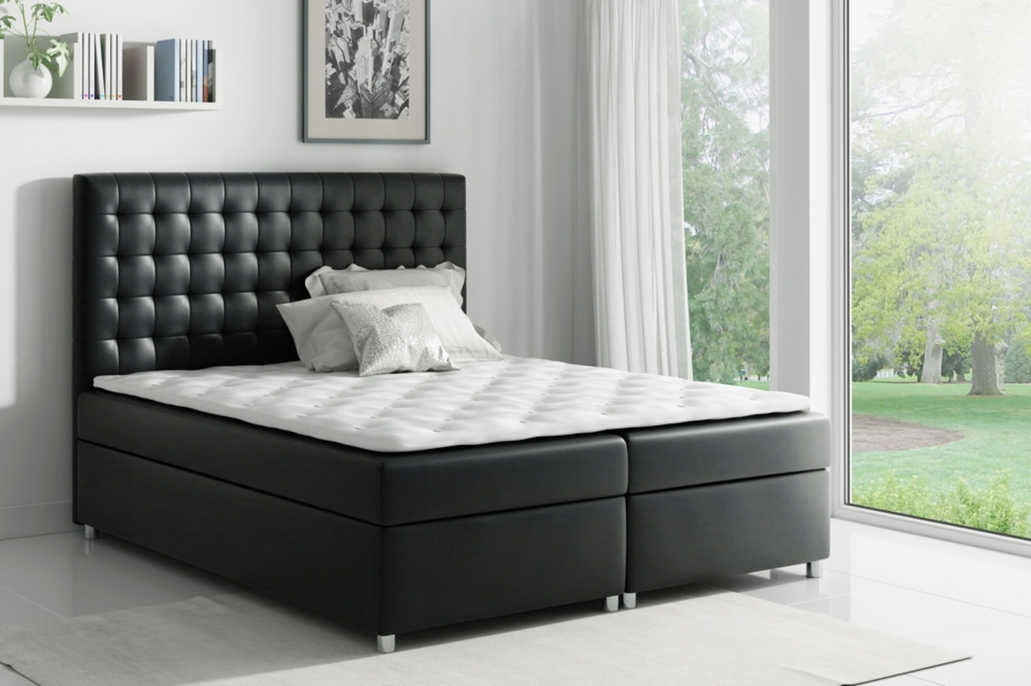 99rooms Fortuna Boxspringbett Kunstleder 120x200 cm Schwarz Bild 1