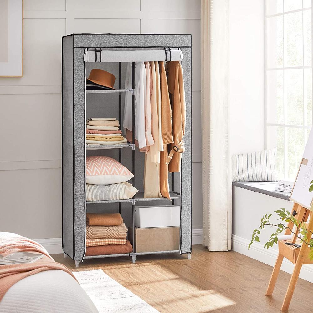 Hansiro Stoffschrank Kleiderschrank 88 x 45 x 168 cm Grau Bild 1