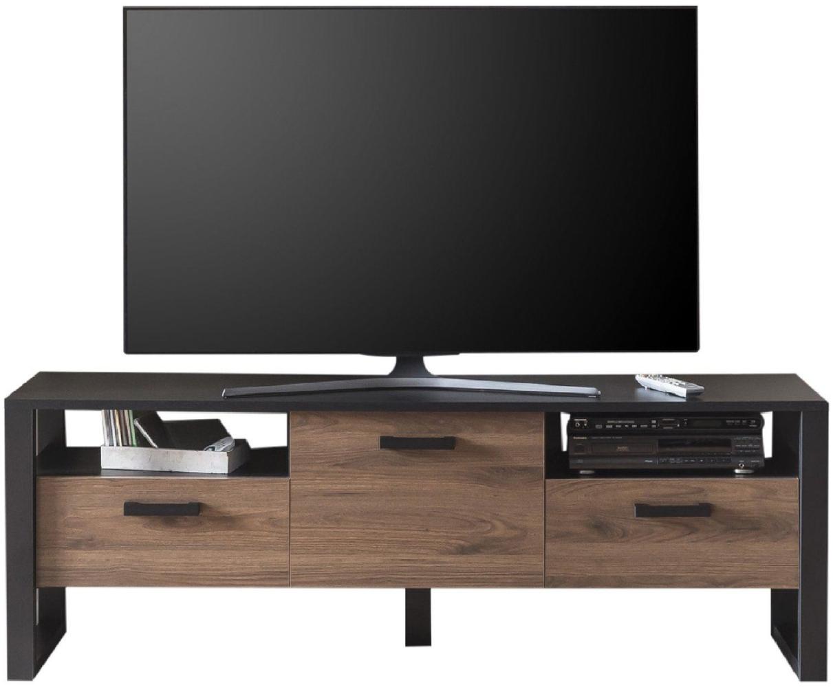 TV-Unterschrank Jami 180x63x43 Lowboard Schwarz-Okapi Nuss/Okapi Nuss 10132 Bild 1