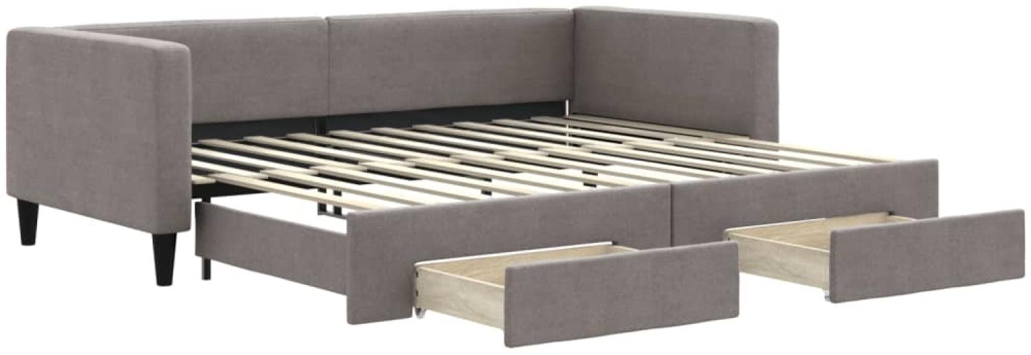 vidaXL Tagesbett Ausziehbar mit Schubladen Taupe 90x200 cm Stoff 3196617 Bild 1