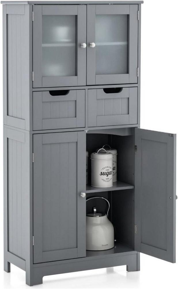 KOMFOTTEU Mehrzweckschrank Badezimmerschrank mit verstellbaren Regalen, 60x30x128 cm Bild 1