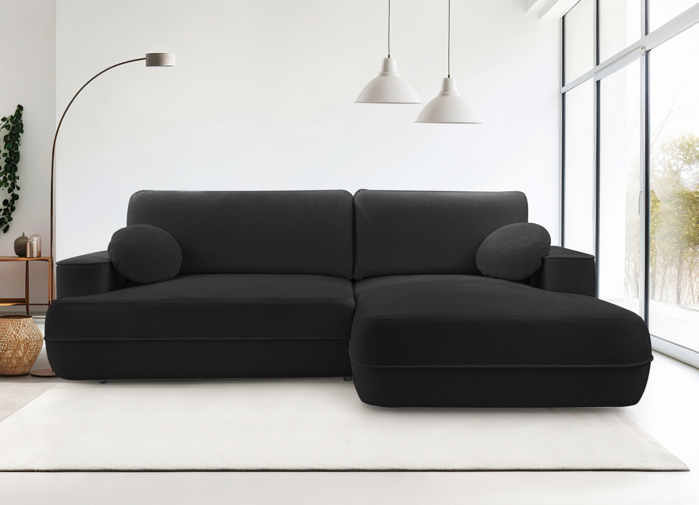 AX LIVING Ecksofa mit Schlaffunktion Peoni 267 cm elegantes Schwarz R Bild 1