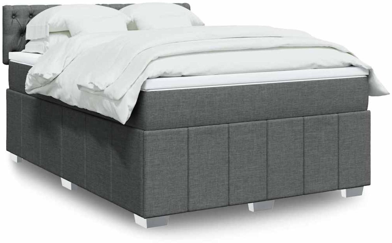 vidaXL Boxspringbett mit Matratze Dunkelgrau 140x190 cm Stoff 3287071 Bild 1