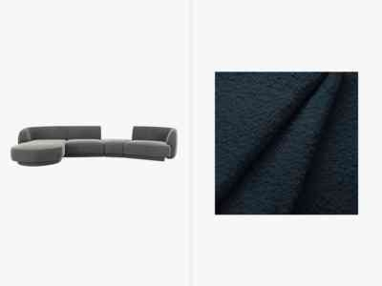 Micadoni Modulares Sofa Miley mit Recamiere 4-Sitzer Links Boucle Baloo Dunkelblau Bild 1