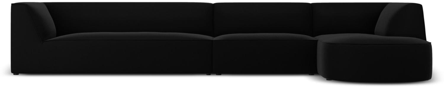 Micadoni 6-Sitzer Samtstoff Modular Ecke rechts Sofa Ruby | Bezug Black | Beinfarbe Black Plastic Bild 1