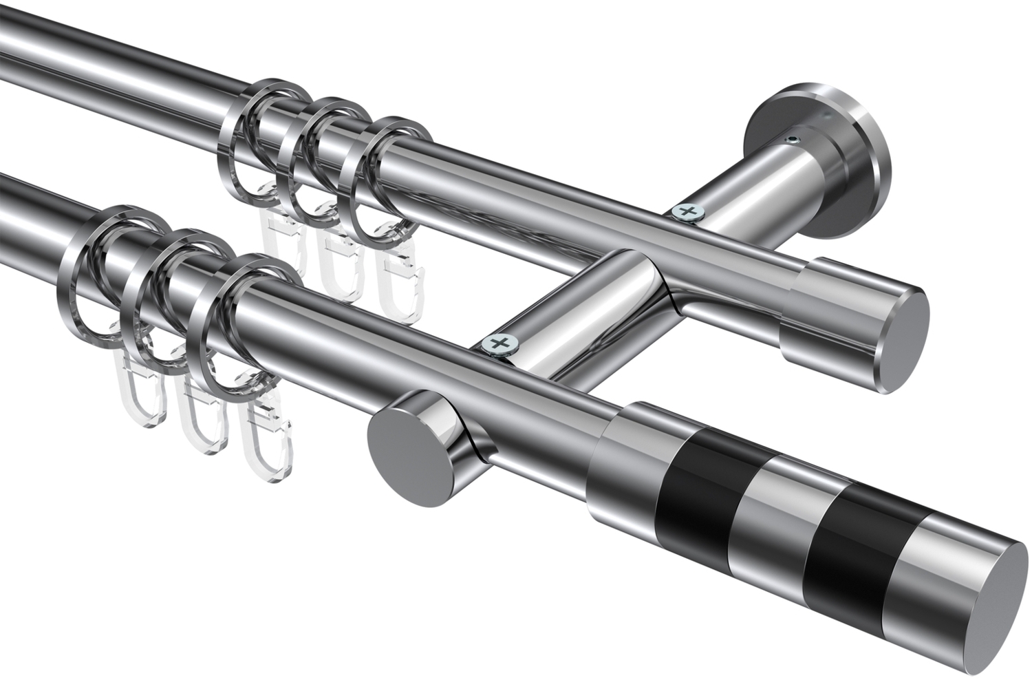 Gardinenstangen-Set Platon Mavell 200 cm, 2-läufig, 20 mm Ø Chrom Bild 1