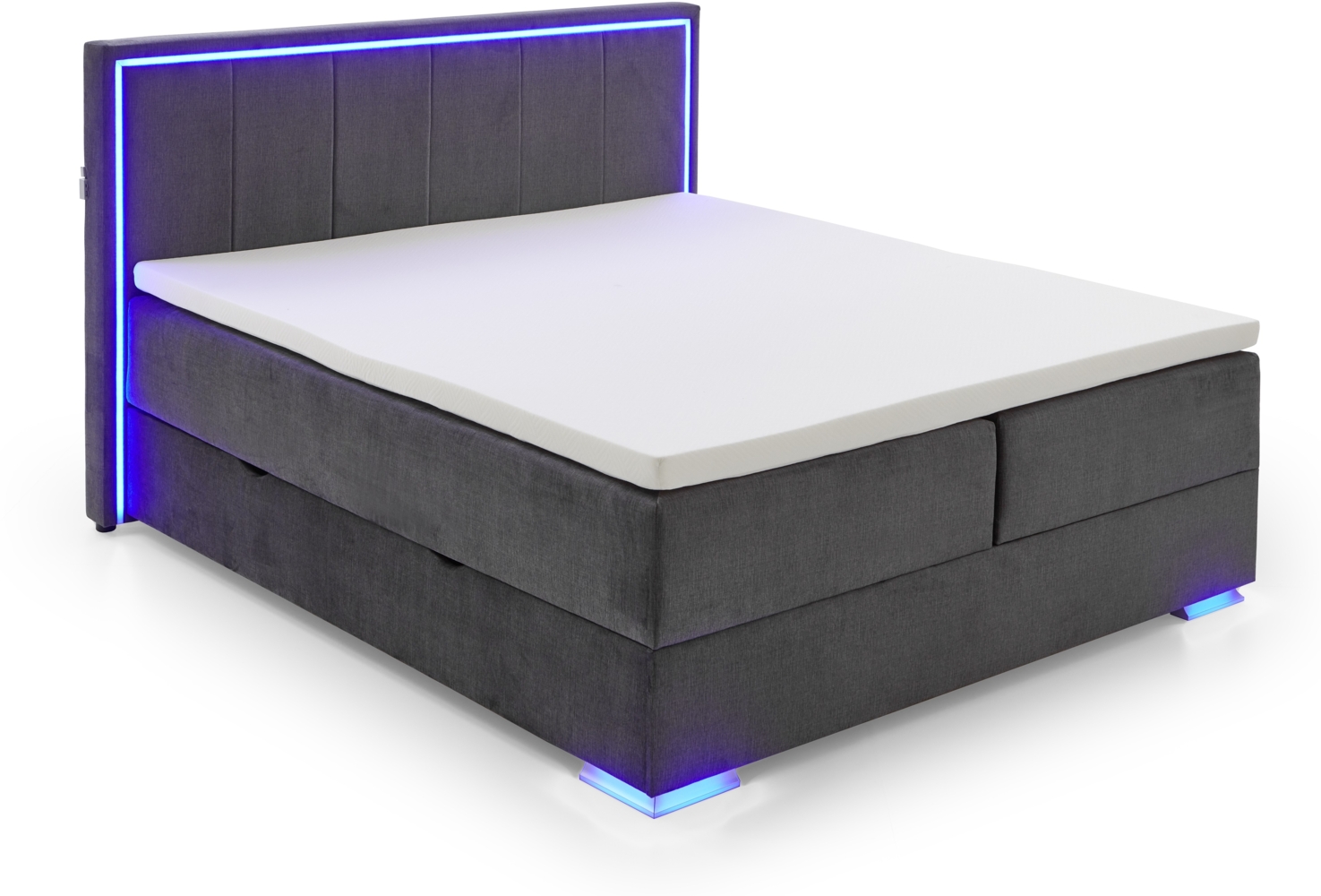 Colorado II Boxspringbett grau Stoffbezug Breeze 209cm x 191cm x 121cm Bild 1