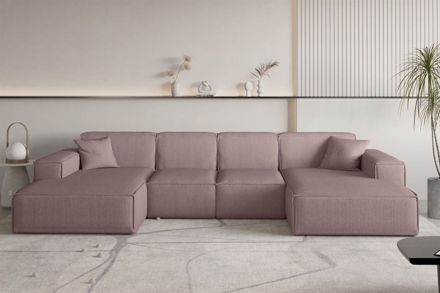 Wohnlandschaft Sofa U-Form CELES PREMIUM XS in Stoff Scala Lavendel Bild 1